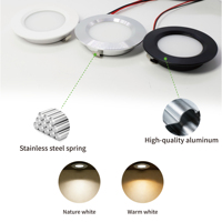 Üretici OEM Mini Led Panel Işık Yuvarlak Kısılabilir Gömme Tavan 3W Spot Işık Dolap Vitrin RV İç Mekan Aydınlatma 12V/24V