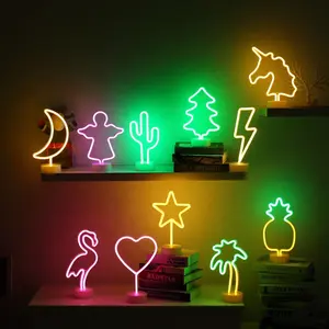Kanlong escritorio personalizado 3AA batería Navidad creativo niños regalo vacaciones decoración lámpara hogar signo LED neón mesa noche Luz