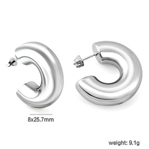 Boucles d'oreilles en forme de C en alliage de zinc, géométriques, tendance pour femmes - Product Image 5