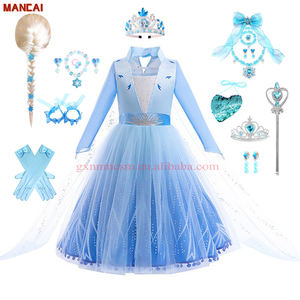 Nouveau Style 2-8 ans bébé fille <span class=keywords><strong>Elsa</strong></span> princesse robes manches longues glace Halloween fête dentelle anniversaire Costumes reine bébé fille - Product Image 1