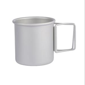 Tasses à café et à eau en alliage d'aluminium noir argenté de 350 ml, surface oxydée et durcie, pour le camping en plein air, avec bord roulé - Product Image 1