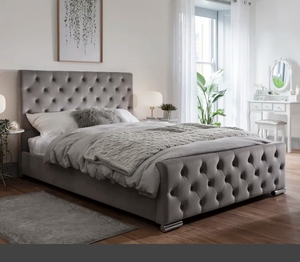 Cadre de <span class=keywords><strong>lit</strong></span> ottoman avec rangement et boutons diamantés, taille double 4 pieds 6 - Product Image 3