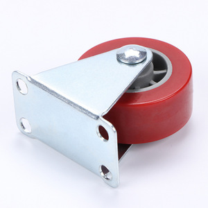 Red Fixed <b>Caster</b> <b>Wheel</b> 1.5 Inch Polyurethane Industrial Use Ball Bearing Firm Tread Wear Resistance - Product Image 3