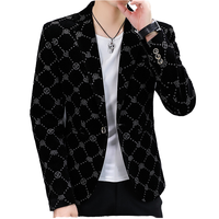 Jas Blazer Pria Slim Fit Kancing Satu Baris Profesional Kasual Bisnis untuk Kaum Muda dengan Penutup Celana Kancing