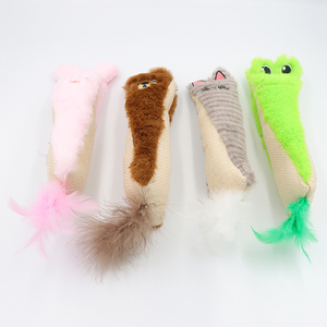Kangdaer Model 01210 New Interactive Cat Toys Cute Animal Shape <b>Pillow</b> Sisal Plush Polyester Catnip and <b>Feather</b> - Product Image 6