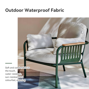 طقم كراسي وأريكة بوسائد قماشية وهيكل معدني متين للاستخدام الخارجي في المطاعم الساحلية والفيلات الفاخرة - Product Image 4