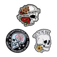 Bros Pin Enamel Gothic 0 Kinda Emotional, Bros Punk Tengkorak & Bunga Sad To The Bone, Bros untuk Tas, Lencana Kerah, Perhiasan, Hadiah