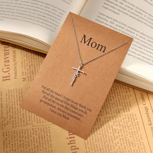 Collana con Ciondolo a Croce in Acciaio Inossidabile Dorato Faith Trendy, Catena in Bambù, <span class=keywords><strong>Gioielli</strong></span> Cristiani per Donne, Festa della Mamma - Product Image 5