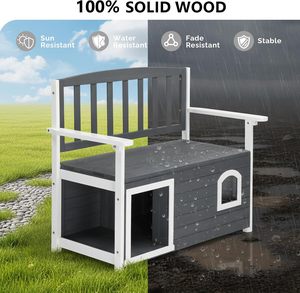 Nichoir moderne en bois <span class=keywords><strong>pour</strong></span> <span class=keywords><strong>chien</strong></span> d'extérieur avec banc intégré, style mobilier de patio, <span class=keywords><strong>cage</strong></span> <span class=keywords><strong>pour</strong></span> animaux de compagnie, chiens de taille moyenne, bois massif durable, écologique - Product Image 5