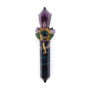 Bâton Magique Pharaon - Améthyste, Fluorite Arc-en-ciel, Quartz Rose - Bâton de Cristal Naturel - Product Image 2