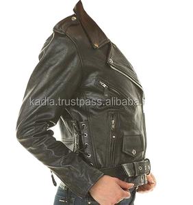 Chaqueta de invierno informal de alta resistencia para mujer, estilo de motorista negro asimétrico con piel de vaca, piel de oveja bronceada, cuero genuino teñido procesado - Product Image 2