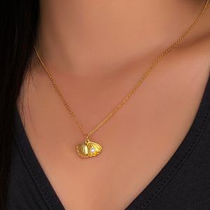 Collier de mode en gros pour femmes, bijoux d'été, collier de perles coquillages plaqué or 18 carats pour femmes - Product Image 5