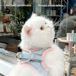 Cat Reflective Fashion Solid Nylon <span class=keywords><strong>Harness</strong></span> Leine für alle Jahreszeiten Spezielle Anti-Escape Pet Leine für Walking Dogs - Product Image 1