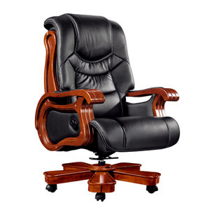 Patron döner yöneticisi gerçek deri yönetici ofis mobilya sandalye ahşap lüks patron sandalyesi - Product Image 6