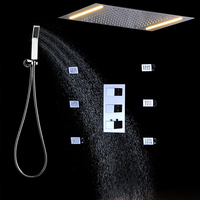 Ensemble de douche de plafond de salle de bain de haute qualité avec panneau de douche LED 360*500MM et mitigeur thermostatique