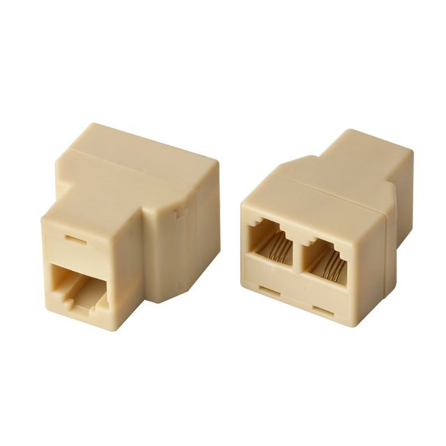 For RJ11-1 Network Connector 1to2 2 Way Splitter Adapter 6P4C LAN Telephone RJ11 Socket ABS Female