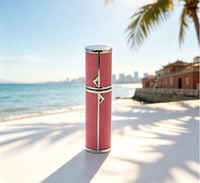 Flacon de parfum vide en verre rose de luxe de 5 ml avec pulvérisateur à pompe, remplissage par le bas et boîte