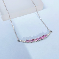 Natürliche Rosa Saphir-Anhänger-Halskette 925 Sterling Silber Edle Anhänger & Charms Edelstein-Modeschmuck für Frauen Großhandel