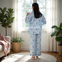 Ensemble de pyjama en coton à fleurs blanches respirantes pour femmes filles vêtements de nuit imprimés floraux mignons dernier ensemble Pj vêtements de nuit confortables