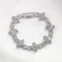 Bracelet tennis zircon trèfle à quatre feuilles haut de gamme style européen-américain, bracelets cubains hip-hop en forme de huit, tendance transfrontalière