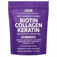 Gummies OEM Biotine Collagène Kératine pour la Croissance des Cheveux pour Femmes Véganes – 90 Unités