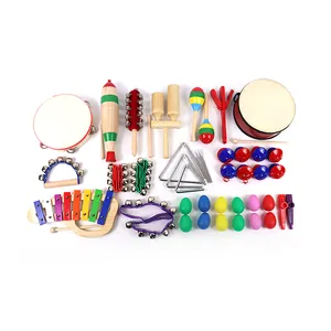 Juego de instrumentos musicales para niños pequeños, juguetes musicales educativos de madera, Kit de percusión para niños con xilófono y mochila de almacenamiento