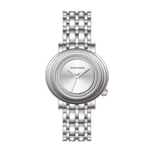 นาฬิกาควอตซ์ทรงรีแบบใหม่ OEM ODM ผลิตตามสั่ง ตัวเรือนสแตนเลสสตีล 316L สีทองบางเฉียบ นาฬิกาข้อมือผู้หญิงสุดหรู ขนาด 32 มม. เครื่องควอตซ์ญี่ปุ่น - Product Image 1