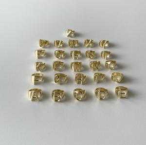 Anillo con letra del abecedario <span class=keywords><strong>a</strong></span>-z, sortija ajustable de oro de 18k, nombre grueso, irregular - Product Image 6