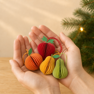Ensemble d'ornements en papier nid d'abeille 3D colorés en forme <span class=keywords><strong>de</strong></span> mini-fruits avec papier épais pour la décoration <span class=keywords><strong>de</strong></span> l'<span class=keywords><strong>arbre</strong></span> <span class=keywords><strong>de</strong></span> Noël - Product Image 2