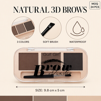 Poudre à sourcils minérale 3Shades, texture douce, anti-bavures, rehausseur de sourcils, logo personnalisé, 12g, cosmétiques pour sourcils