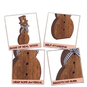 Juego de Figuras de Muñecos de Nieve de Madera con Acabado Natural, Decoración Navideña para Interiores, Adorno para Sala de Estar, Forma de Muñeco de Dibujos Animados - Product Image 5