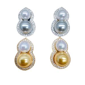 22541 DIY Silver <b>Jewelry</b> Earrings with Double <b>Pearl</b> S925 Silver Earnail 5-8mm Beads Empty Bracket Accessories - Product Image 5