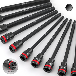 S2 Steel Hex Bit Socket Set 10mm 3/8 Inch Drive 150mm Length 20 Piece Auto Repair <b>Tool</b> Kit - Product Image 1