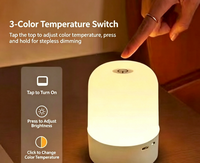 Lampe de chevet LED transfrontalière à trois couleurs, intensité réglable, rechargeable, tactile, pour chambre à coucher, veilleuse d'ambiance