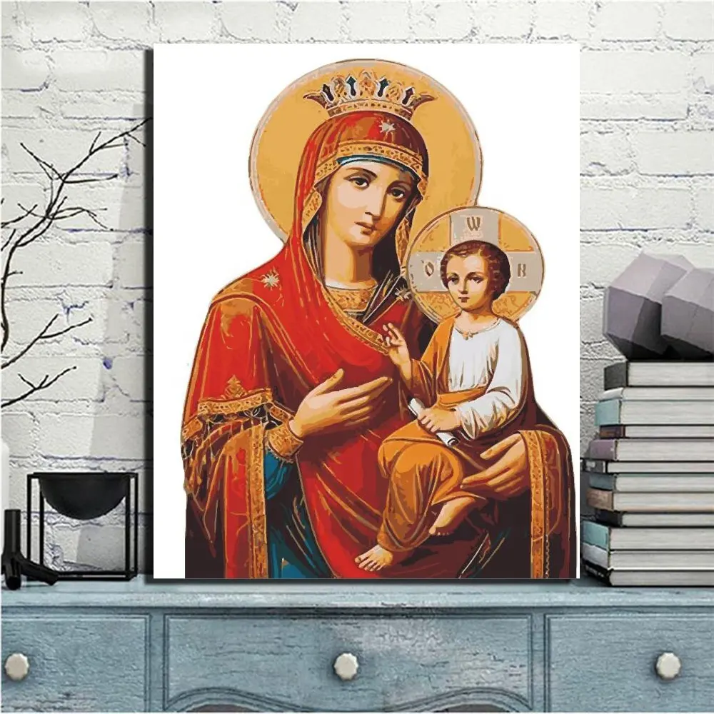 Virgin Mary And Jesus Canvas HD Virgin Mary Painting Christian Wall Decor printing services posters wall pop art