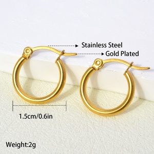 Boucles d'oreilles créoles en acier inoxydable plaqué or 18 carats, luxe et tendance, pour femmes - Product Image 6