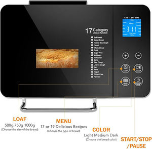 Macchina del Pane Elettrica da 1 kg in Acciaio Inossidabile con Display a LED e 25 Programmi di Cottura Intelligenti per Uso Domestico - Product Image 2