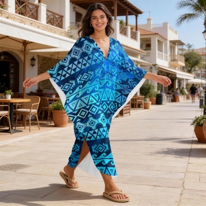 Kaftan <span class=keywords><strong>de</strong></span> plage ODM pour femme, cache-maillot <span class=keywords><strong>de</strong></span> <span class=keywords><strong>bain</strong></span> imprimé à motif géométrique, chemisier <span class=keywords><strong>de</strong></span> plage - Product Image 5