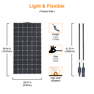Panel Solar <span class=keywords><strong>Flexible</strong></span> Monocristalino Sunpower de 200W para Techo de Auto, Balcón y Caravanas, Venta al Por Mayor, <span class=keywords><strong>Entrega</strong></span> Rápida - Product Image 3