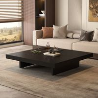 Table basse carrée minimaliste en bois massif de haute qualité, moderne et simple, avec pieds en acier inoxydable et grain de noyer