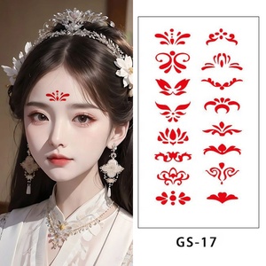Pegatinas de Pintura Facial Temporal Impermeable con Diseño de <span class=keywords><strong>Flores</strong></span> Hanfu Estilo Chino <span class=keywords><strong>para</strong></span> la Frente y el Cuerpo, Diseño de Tatuaje Bindi - Product Image 2