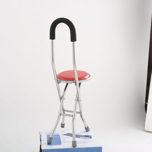 Tabouret pliant en acier inoxydable avec siège rouge antidérapant, portable pour une utilisation en extérieur - Product Image 2