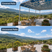 Pergola en aluminium avec toit en polycarbonate, couverture de terrasse panoramique, vue sur la montagne, ouverte, anti-UV, étanche, OEM