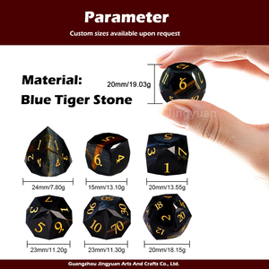 Dados DND personalizados de Ojos de tigre azul de fábrica, piedra natural poliédrica D4 D6 D8 D10 <span class=keywords><strong>D</strong></span> % D12 D20, dados para mazmorras y dragones - Product Image 3