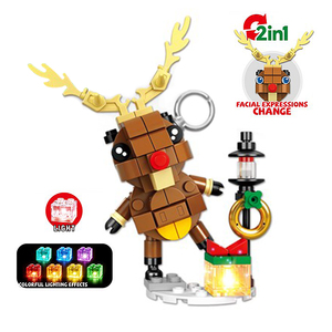 Lot de 4 styles de pendentifs lumineux de Noël en blocs de construction, Père Noël, Soldat, Bonhomme de neige, jouet de construction DIY, 95-101 pièces, porte-clés de Noël, cadeau pour enfants - Product Image 3