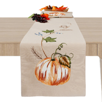OWENIE – nappe personnalisée en coton et lin pour l'automne et l'automne, motif de feuilles vertes et de citrouille