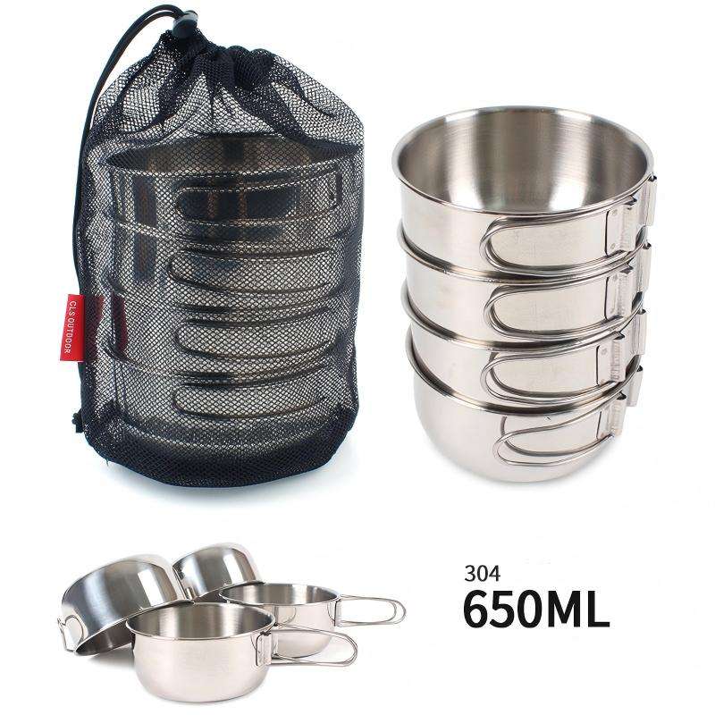 4 large steel bowls + large mesh bag
