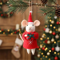 Ornement de souris en feutre de laine fait main, pendentif pour arbre de Noël, cadeau de Noël, accessoire de décoration de scène festive