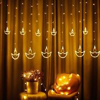 Guirlande lumineuse en forme de lingots 2,5 m 120 LED 8 modes pour chambre, mur, mariage, extérieur, fête, décoration du Ramadan