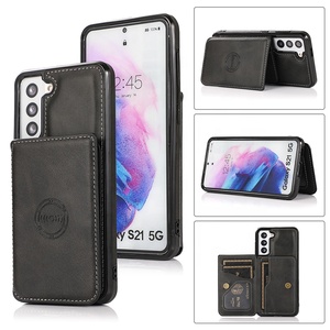 Support en cuir PU de luxe avec fonction d'aimant pour voiture, étui de téléphone à rabat, portefeuille pour Samsung galaxy <span class=keywords><strong>S21</strong></span> <span class=keywords><strong>Ultra</strong></span> / <span class=keywords><strong>S21</strong></span> Plus, - Product Image 2